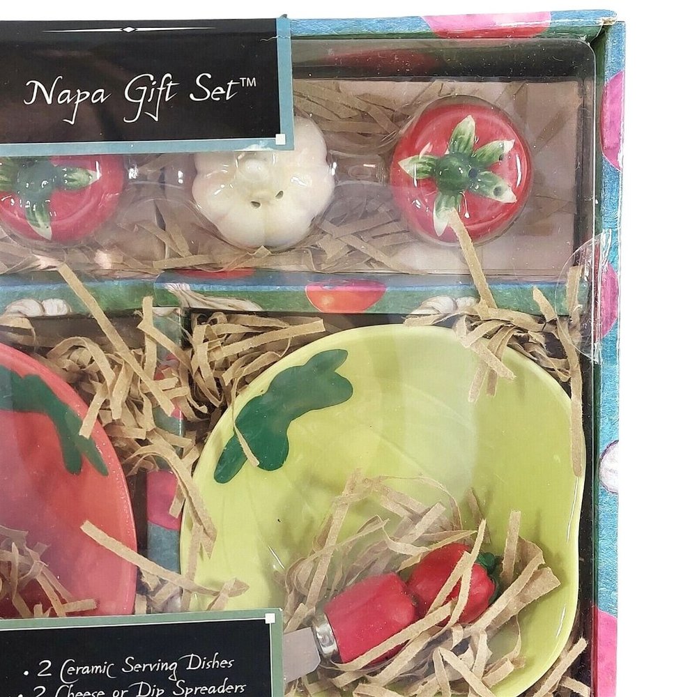 Gift Set Garden Fresh Napa Gift Set Dishes Spreaders Salt Pepper Shakers 8 Piece - Picture 3 of 10